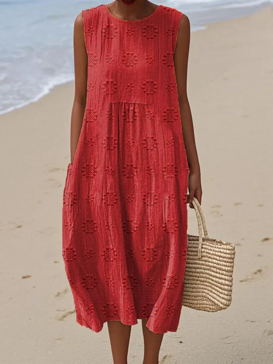 Aikaterini | Elegant Sleeveless Cotton Pocket Dress