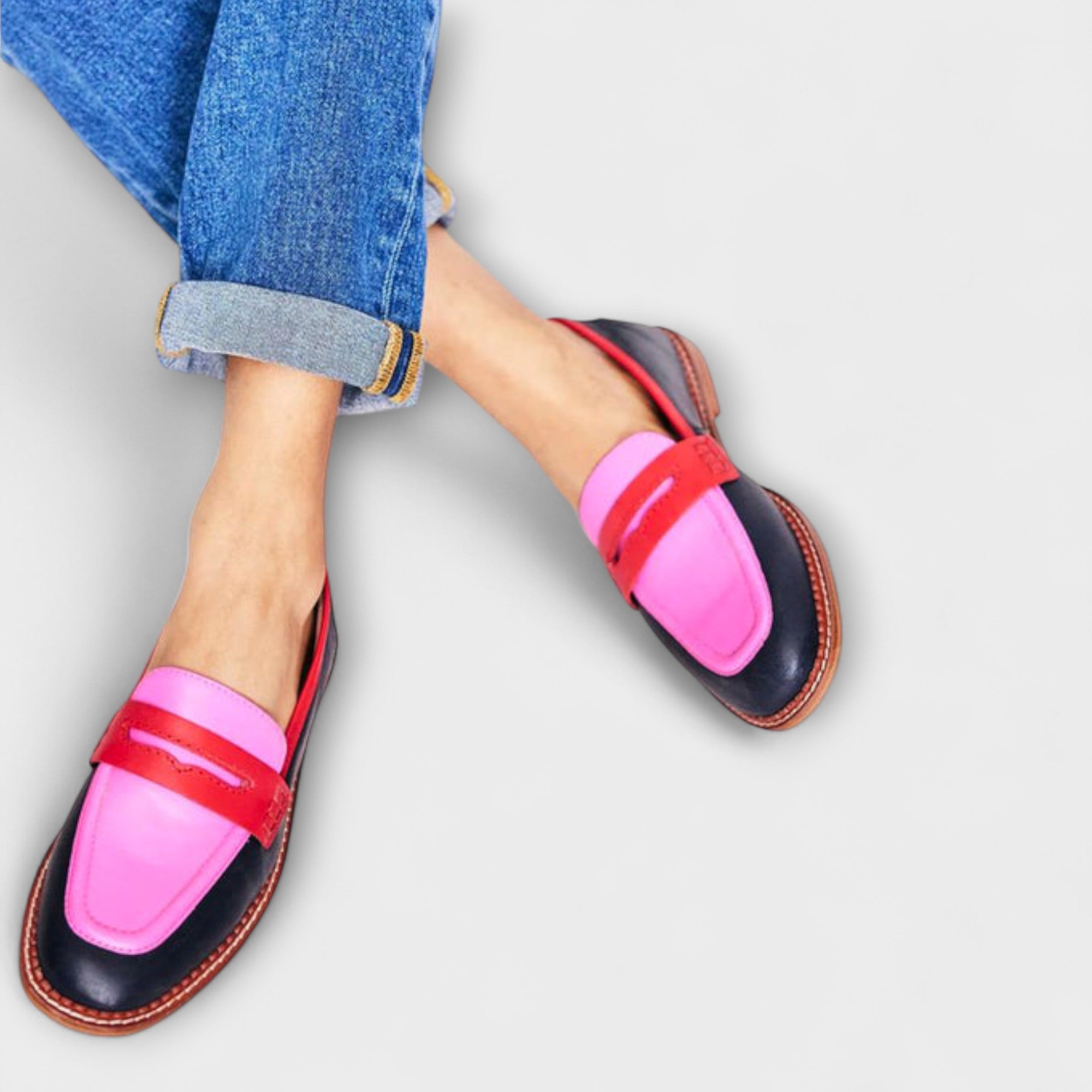 Briar – Round Toe Slip-ons with Contrasting Color