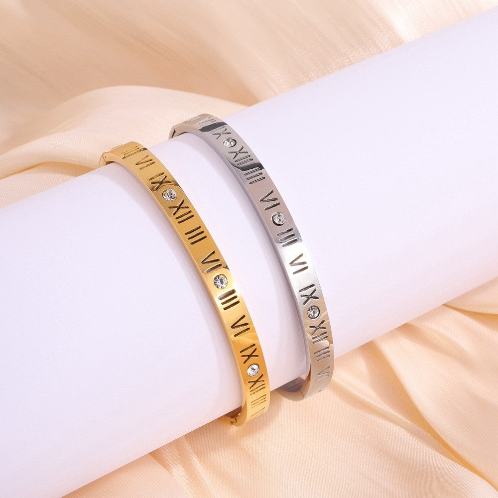 Roman Numerals Titanium Bracelet