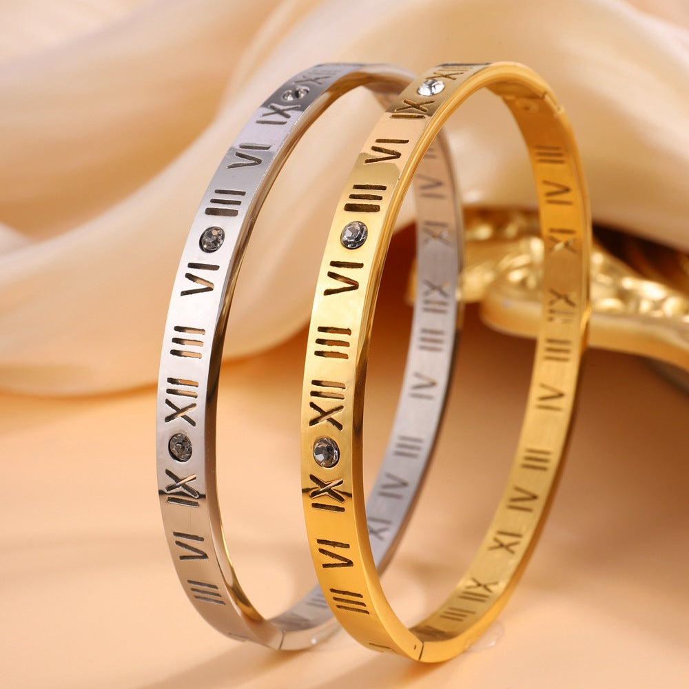 Roman Numerals Titanium Bracelet