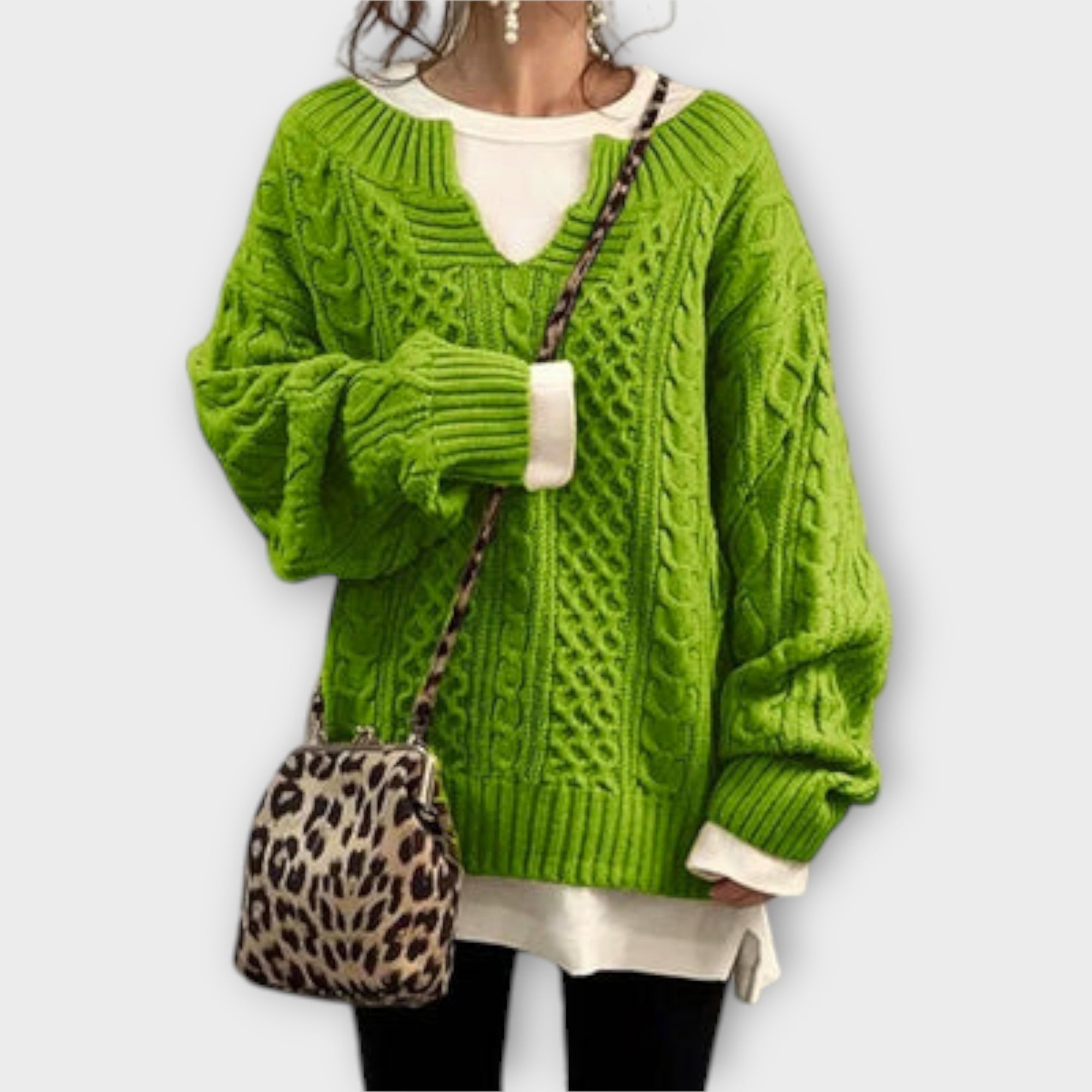 Oversized Pullover with Cable Pattern