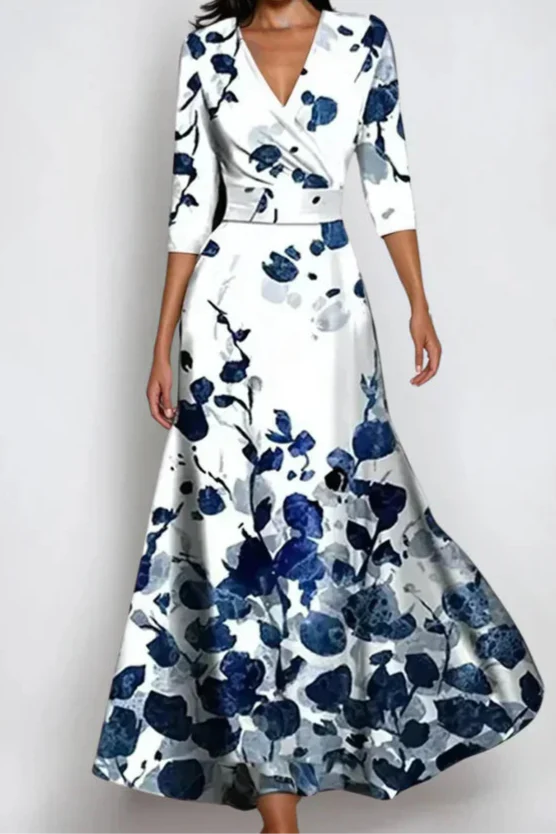 Elisa - Elegant Wrap Dress with Flowers