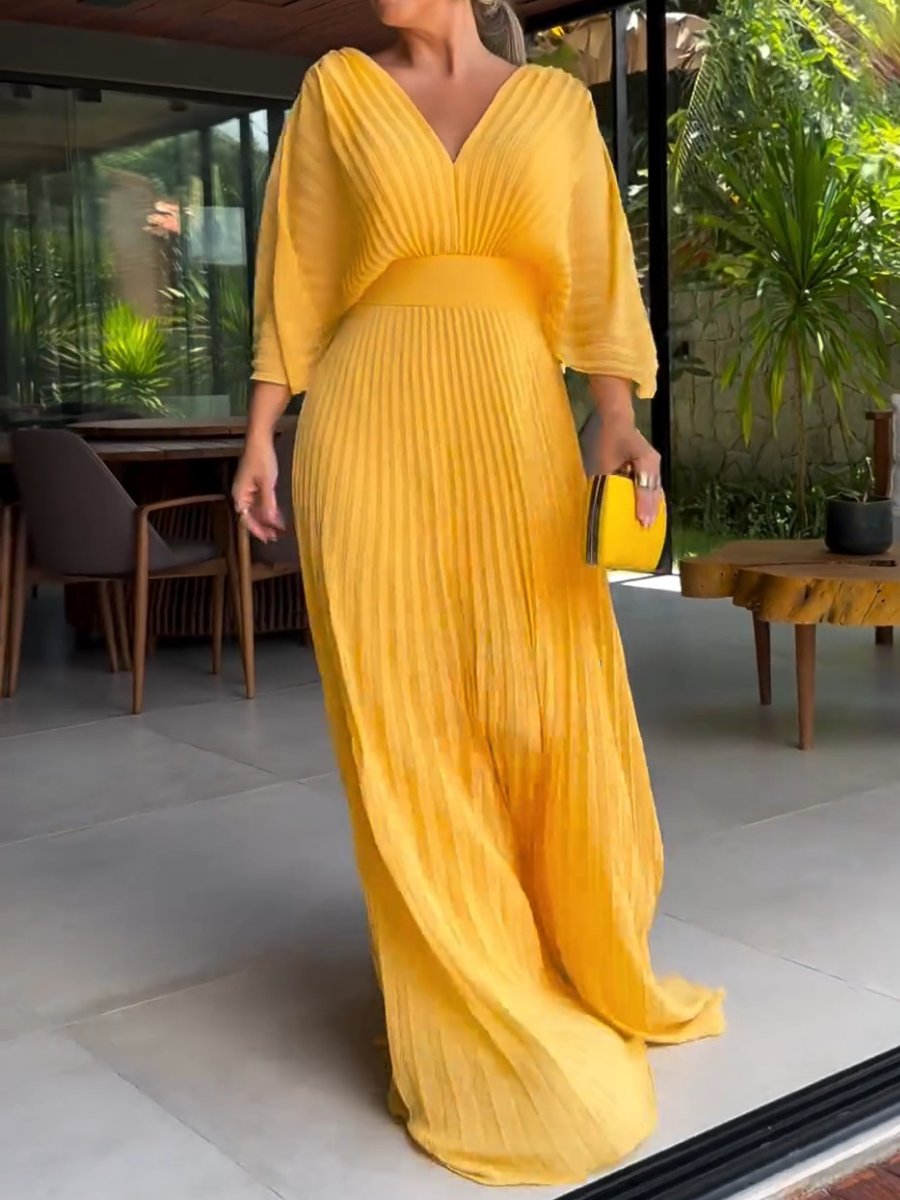 Sassa - Floating Ribbed Dress with V-Neck