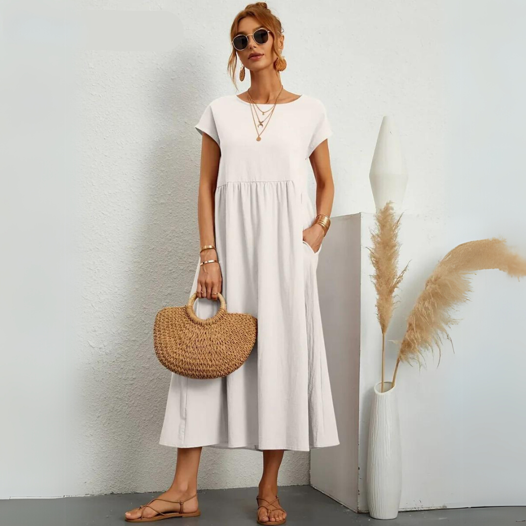 Isla | 100% Pure Cotton Casual Midi Dress