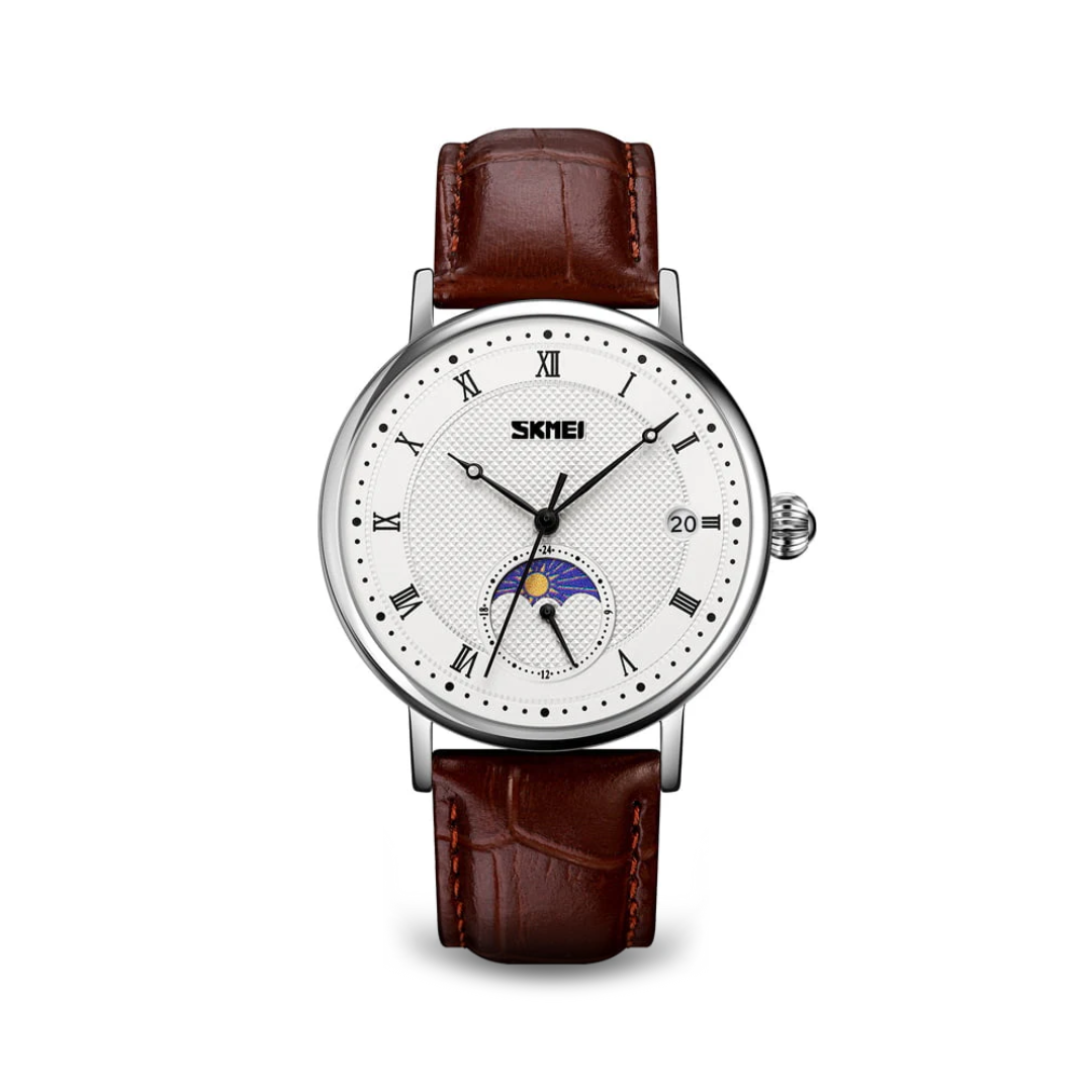 Stainless Steel Crystal Moon Phase Watch