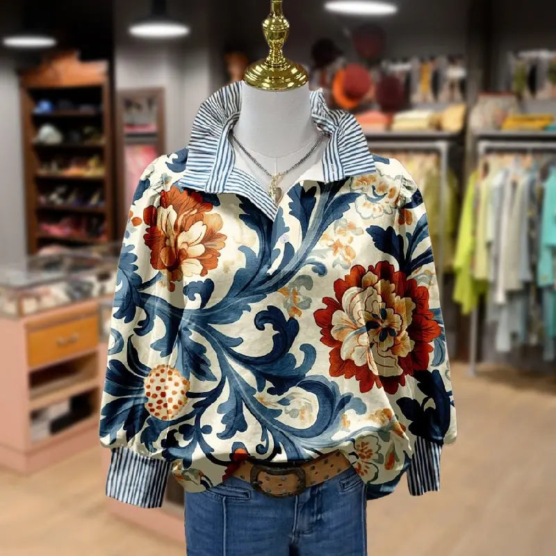 Serenity™ | Classy Vintage Floral Printed Blouse