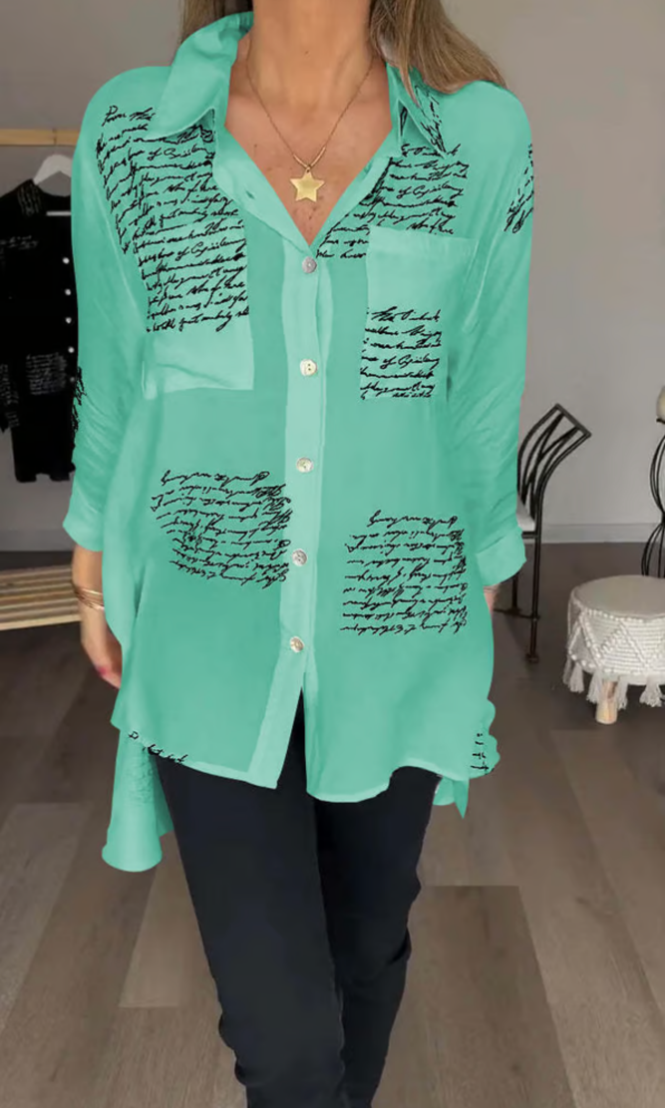 The Maika | Letter Print Lapal Shirt