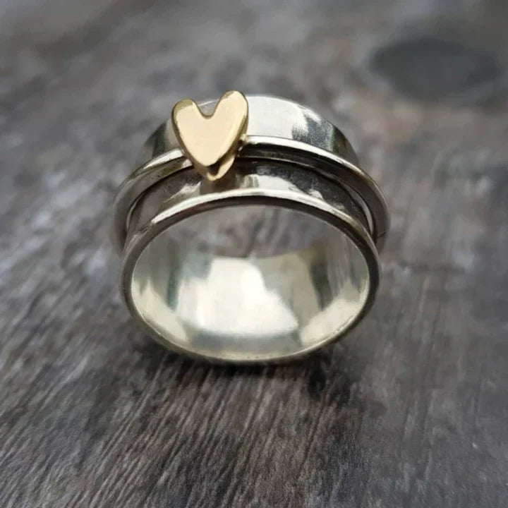 Vintage Heart Pendant Silver Ring