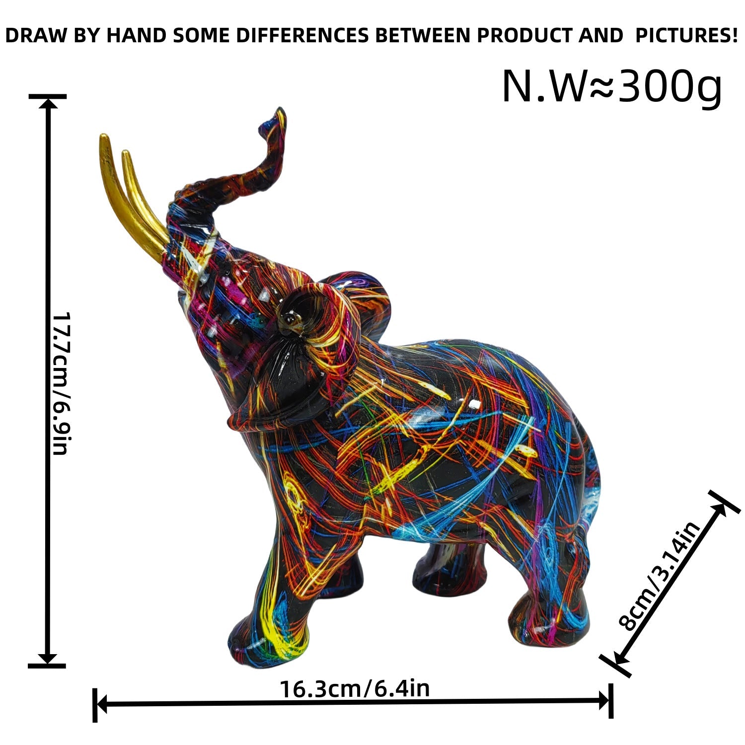 Creative Graffiti Elephant Figurine