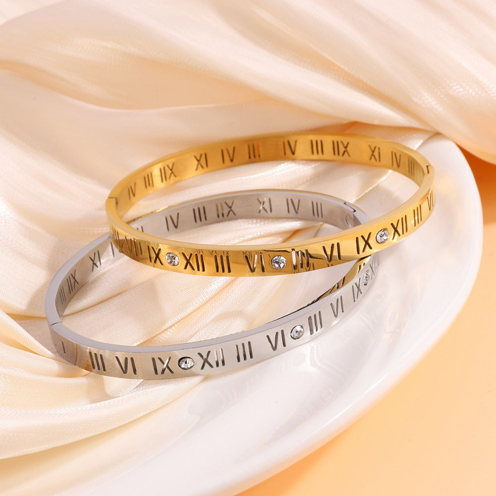 Roman Numerals Titanium Bracelet
