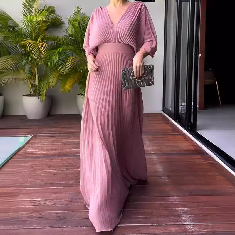 Sassa - Floating Ribbed Dress with V-Neck