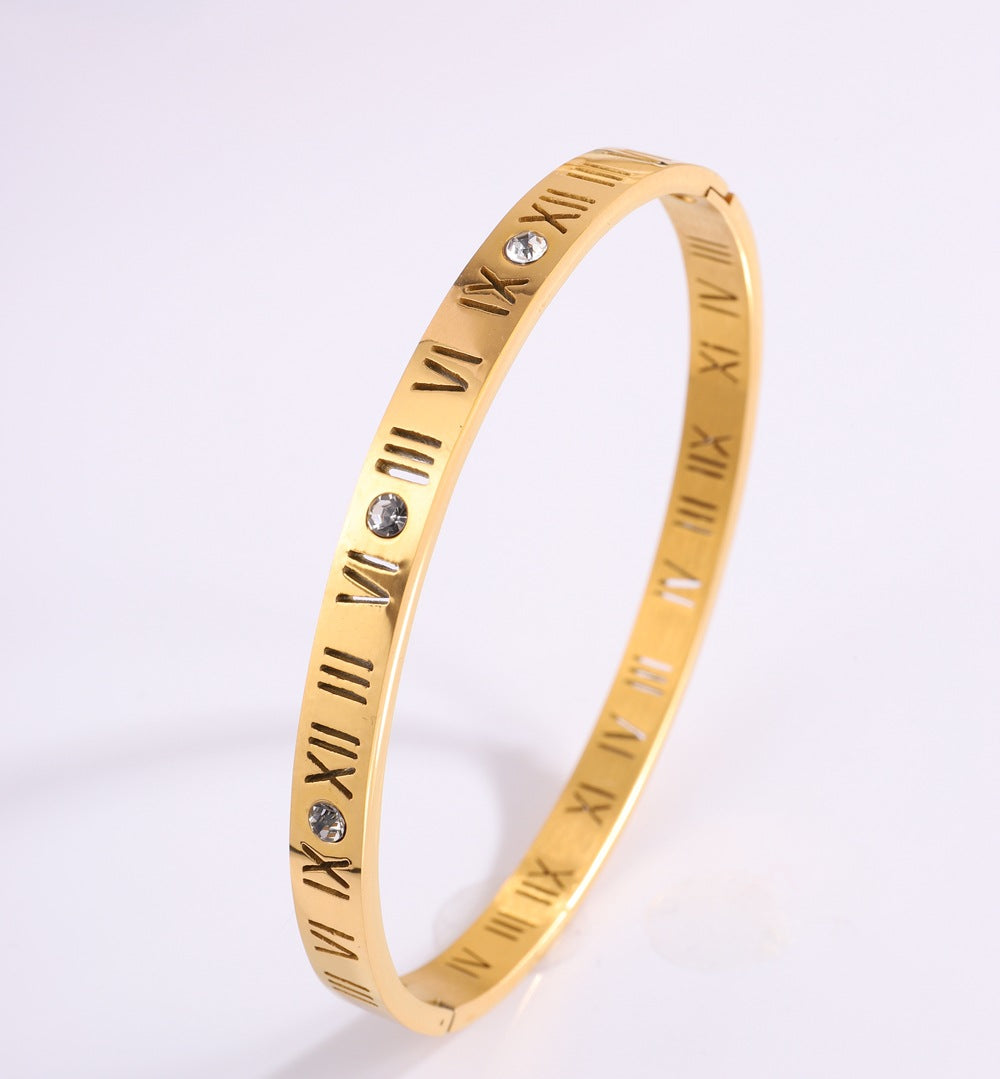Roman Numerals Titanium Bracelet