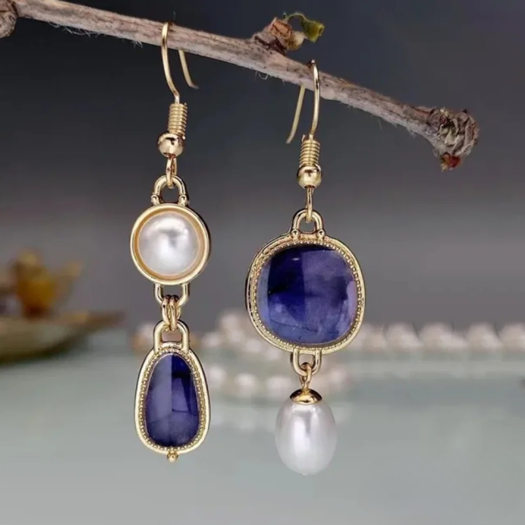 Timeless Blue Stone Bead Earrings