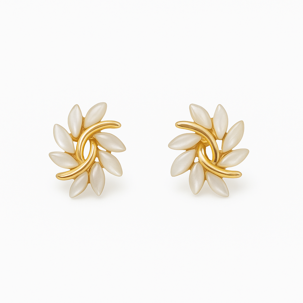 Golden White Opal Earrings