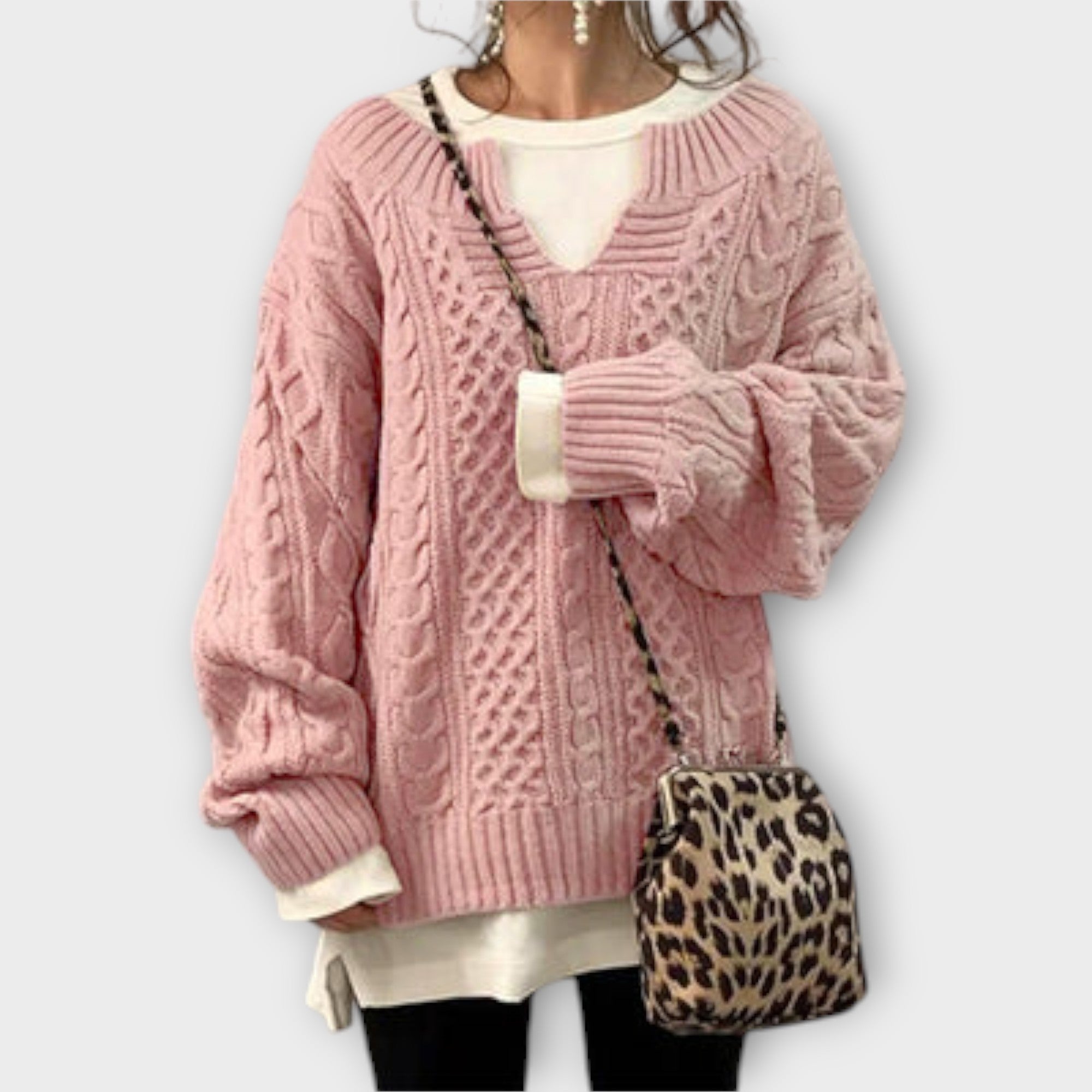 Oversized Pullover with Cable Pattern