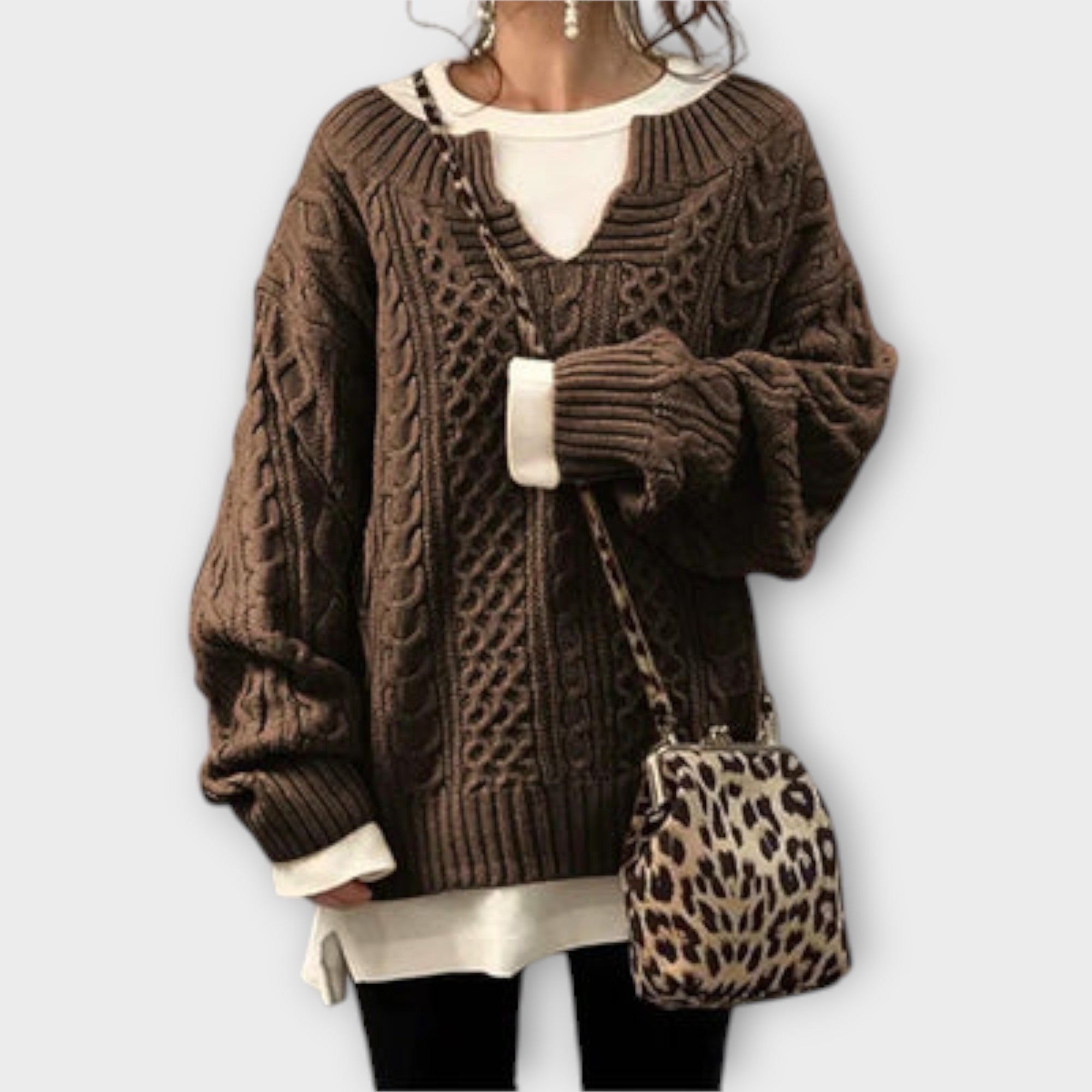 Oversized Pullover with Cable Pattern