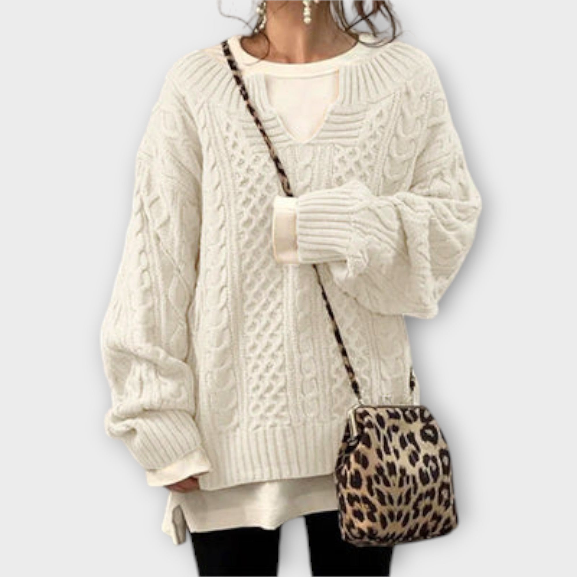 Oversized Pullover with Cable Pattern