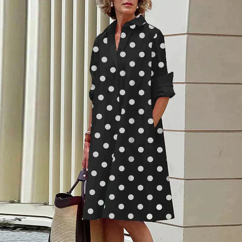 Clara | Retro Midi Dress with Collar and Elegant A-Line
