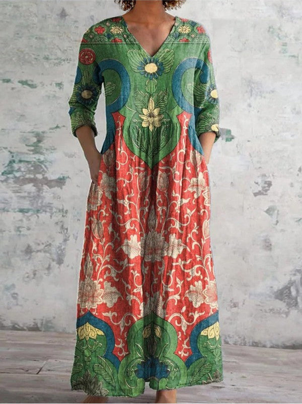 Celestine | Maxi Dress with Vintage Floral Pattern