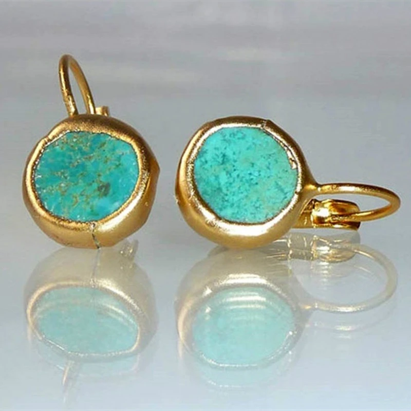 Golden Earrings with Turquoise