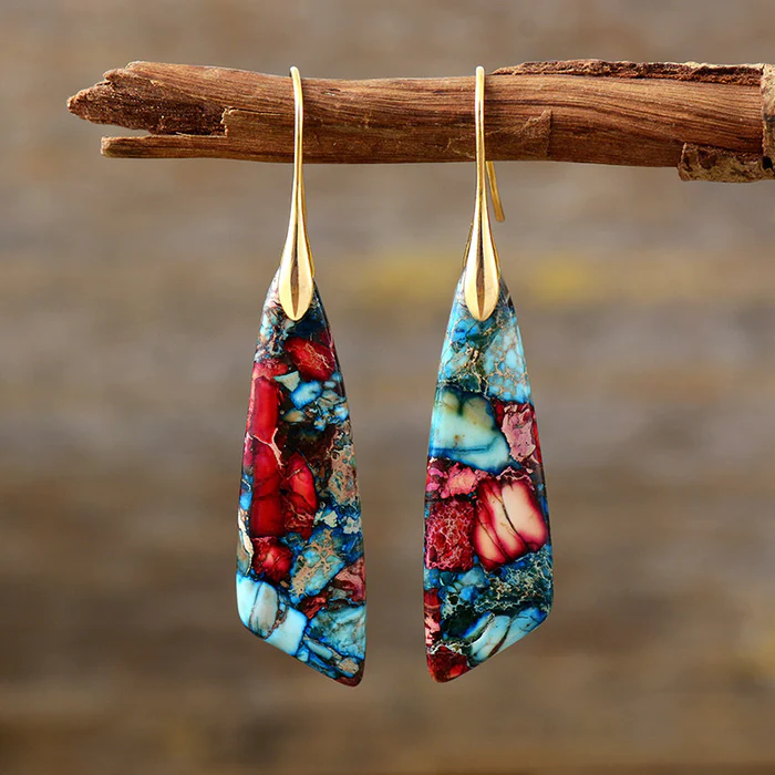 Retro Colorful Stones Earrings