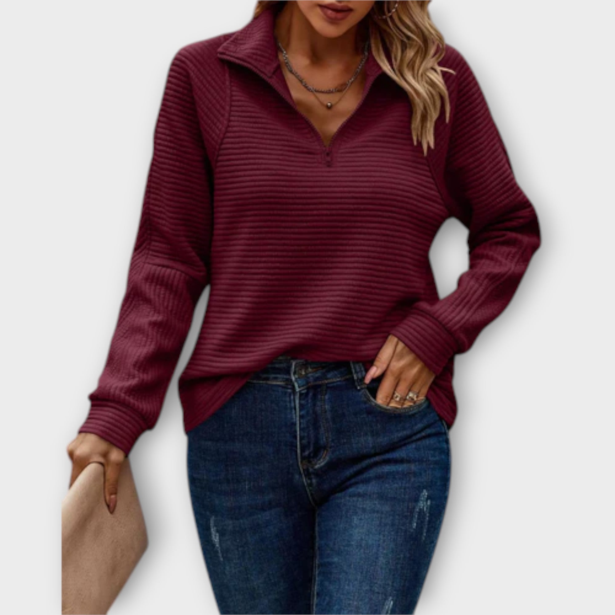 Pullover with Half Zipper