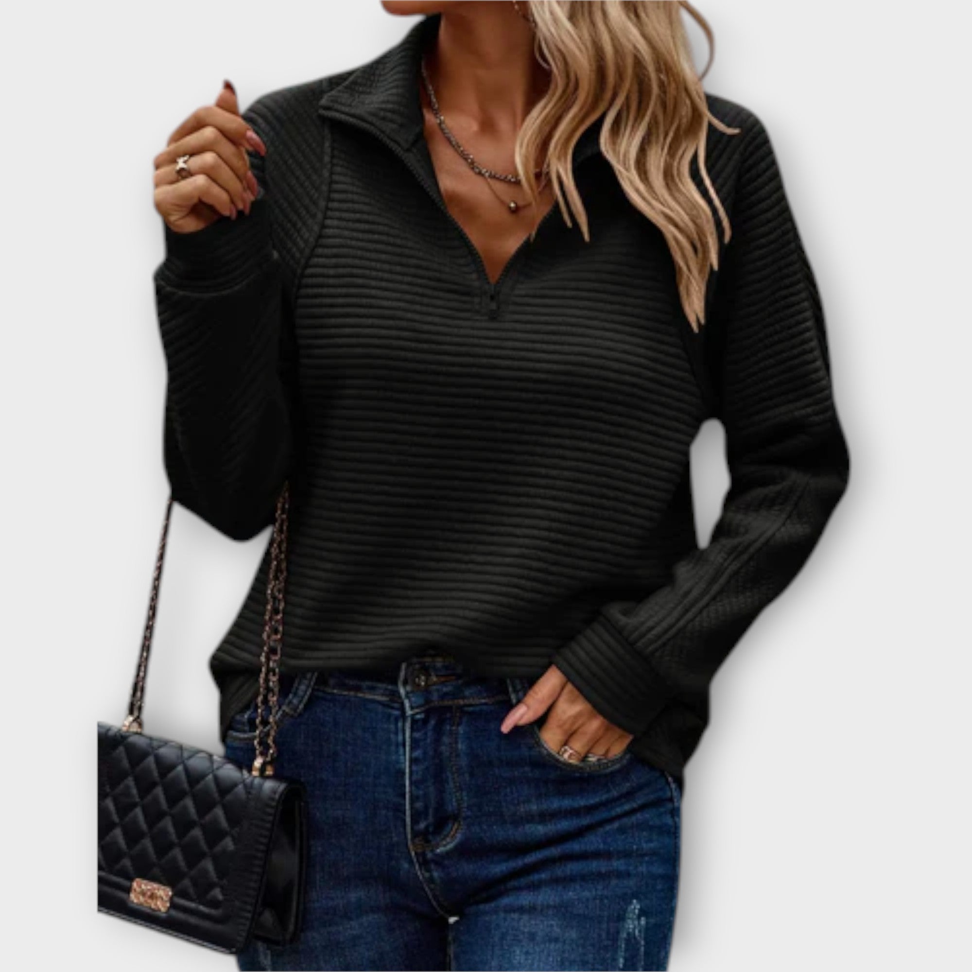 Pullover with Half Zipper