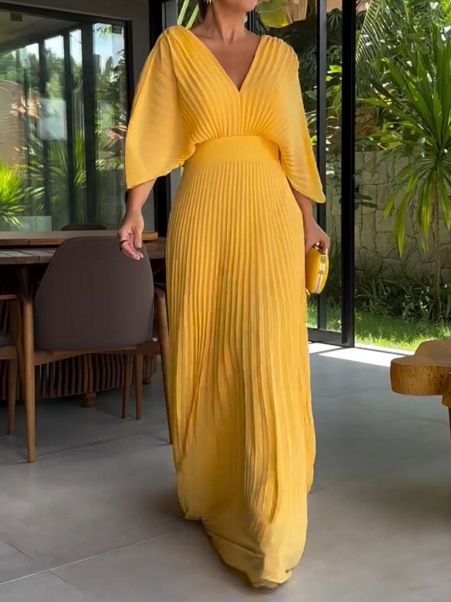 Sassa - Floating Ribbed Dress with V-Neck