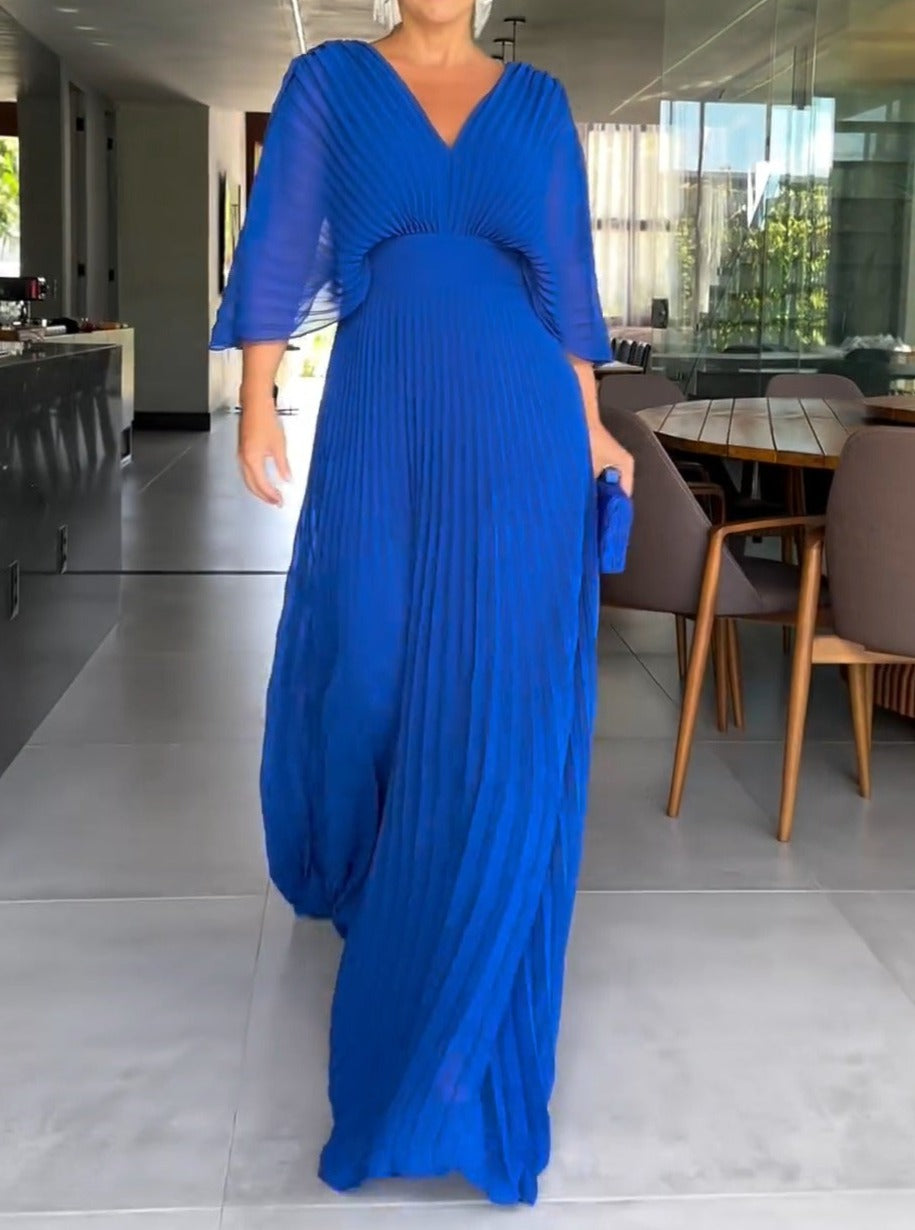 Sassa - Floating Ribbed Dress with V-Neck